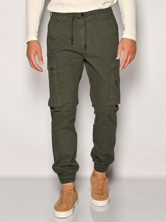 Trousers Cargo Elastic in Loose Fit Dark Oil
