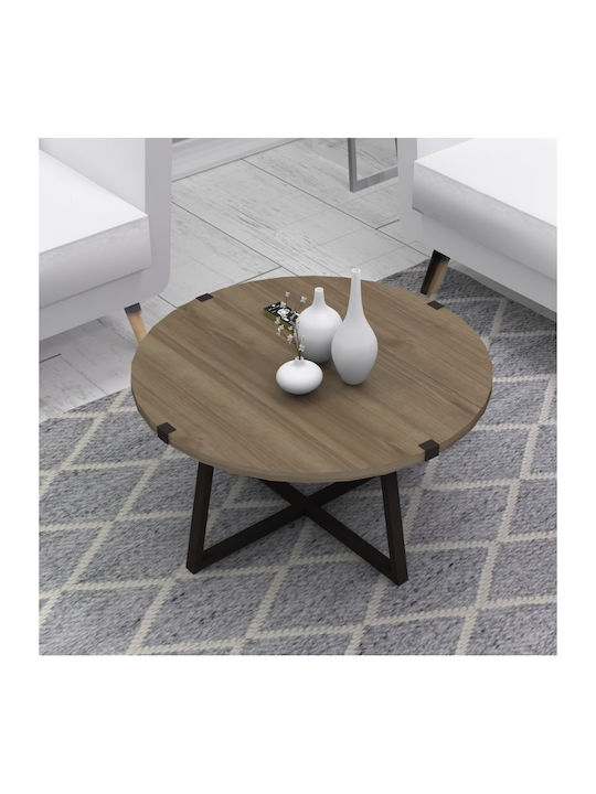 Round Side Table Mauricio Wooden Walnut - Anthracite L78xW78xH43cm.