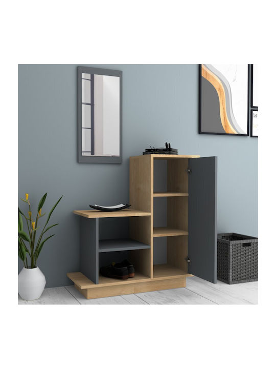 Cute Eingangsmöbel mit Spiegel & Schuhschrank Natural Beech - Anthracite 90x35x95cm