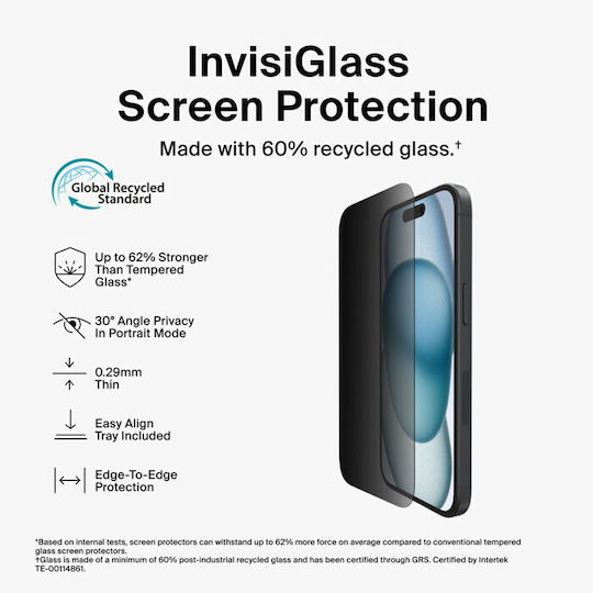 Belkin Privacy Tempered Glass (iPhone 17 / 17 Pro / 16 Pro)