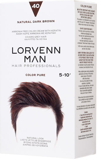 Lorvenn Man Color Pure Hair Dye no Ammonia 40 Natural Dark Chestnut 40ml