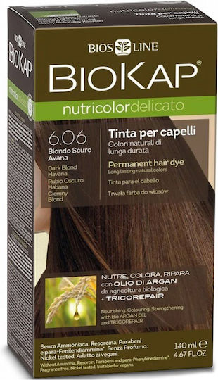 Biosline Biokap Nutricolor Delicato Hair Dye no Ammonia 6.06 Dark Blonde Havana 140ml