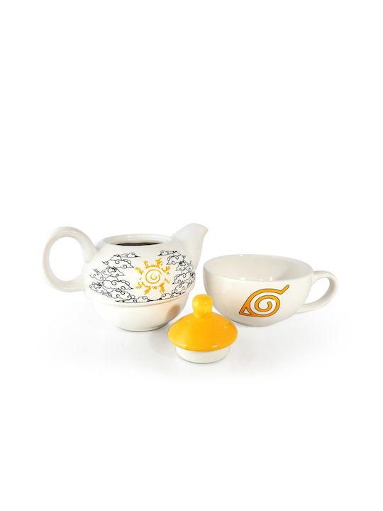 Just Funky Teapot with Cup Ceramic White 445ml