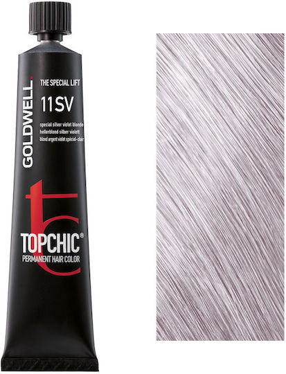 Goldwell Topchic Permanent Hair Color Βαφή Μαλλιών 11SV Κατάξανθο Ασημί Βιολέ 60ml