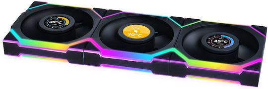 Lian Li UNIFAN SL Wireless LCD Reverse Blade Case Fan 120mm (1900rpm / 51.45cfm) με RGB Φωτισμό 3τμχ