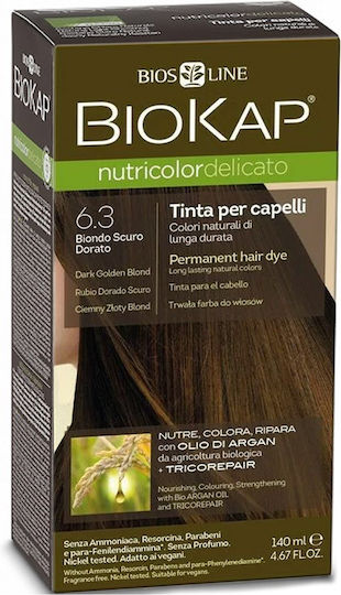 Biosline Biokap Nutricolor Delicato Hair Dye no Ammonia 6.30 Dark Golden Blonde 140ml