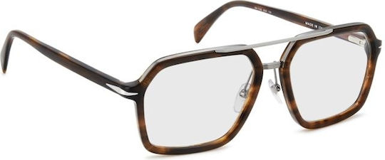 David Beckham Plastic Eyeglass Frame Brown DB 7128 6C5