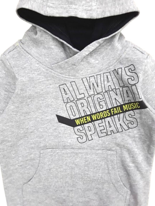 Venere Kids Sweatshirt with Hood and Pockets Grey