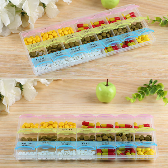 Cute Puffy Organizer Medications Vitamins Supplements Three Compartments Per Day
