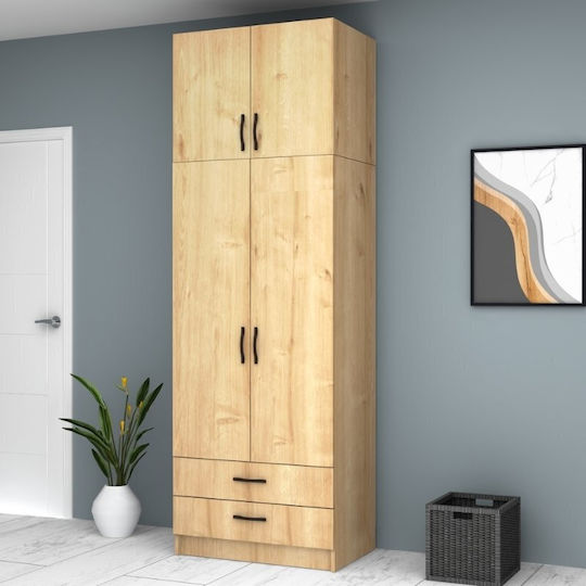 Doppeltür Kleiderschrank Ricardo mit Aufsatz Natural Beech 80x51.8x240cm