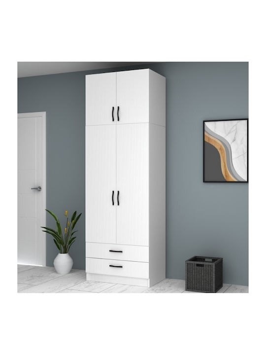 Double Door Wardrobe Ricardo with Loft White 80x51.8x240cm