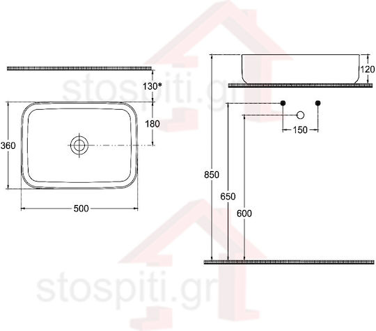 Isvea Deasupra Blatului Chiuvetă Porțelan 50x36cm Perol Green
