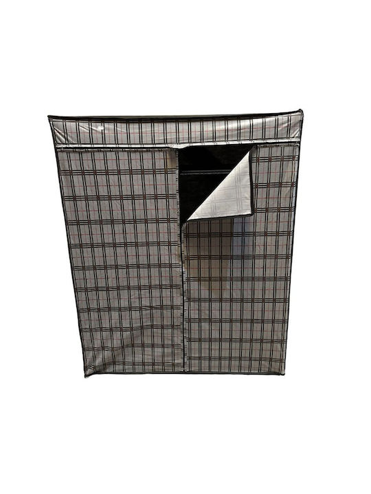 Megapap Fabric Wardrobe with Zipper and Shelves in Gray Color 117x48x145cm PER63003GREY