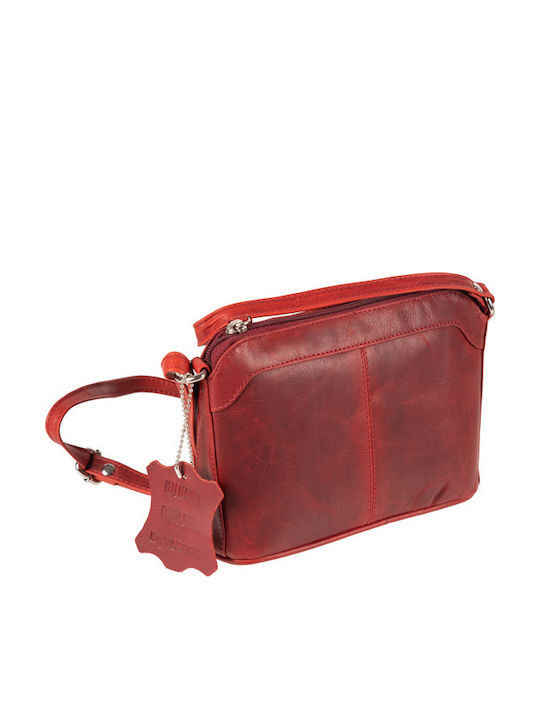 Leder Damentasche Schultertasche Rot