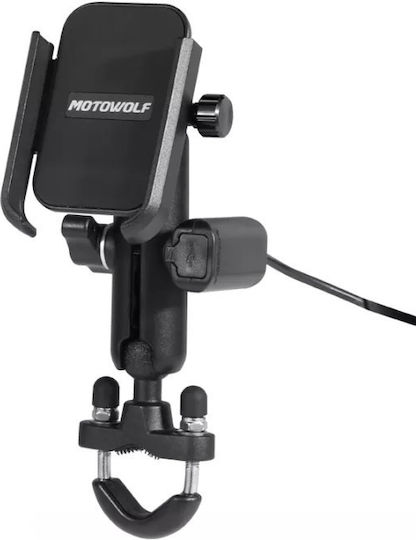 Motowolf Mount Phone Motorcycle with Adjustable Arm 3.5-6.5" for Steering Wheel with Charging