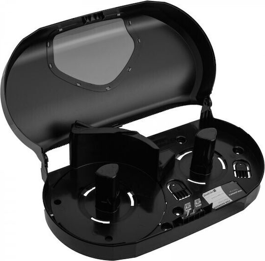 Dispenser de prosoape de hârtie două role cu diametru maxim 23 cm 28.6 x 50.3 x 14.1 crom negru