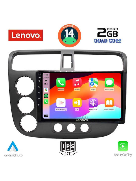 Lenovo Sistem Audio Auto pentru Honda Civic 2001-2006 (Bluetooth/USB/AUX/WiFi/GPS) cu Ecran Tactil 9"