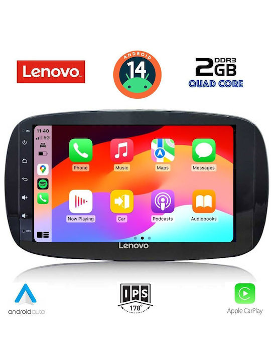 Lenovo Car Audio System for Smart ForTwo 2016> (Bluetooth/USB/AUX/WiFi/GPS) with Touch Screen 9"