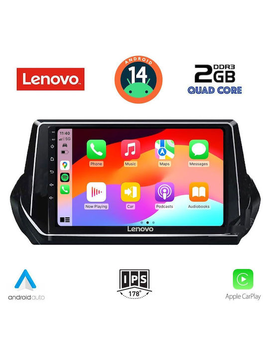 Lenovo Car Audio System for Peugeot 208 2021> (Bluetooth/USB/AUX/WiFi/GPS) with Touch Screen 9"