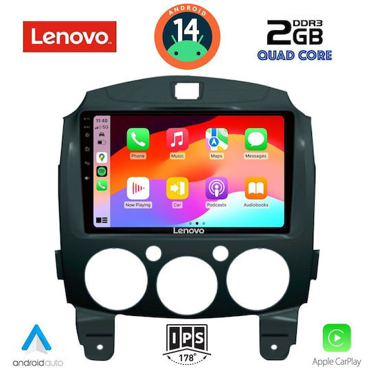 Lenovo Ηχοσύστημα Αυτοκινήτου για Mazda 2 2007-2014 (Bluetooth/USB/AUX/WiFi/GPS/Apple-Carplay/Android-Auto) με Οθόνη Αφής 9"