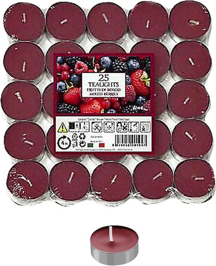 HOMie Tealights with Scent Forest Fruits in Burgundy Color (up to 4 Burning Hours ) 25pcs