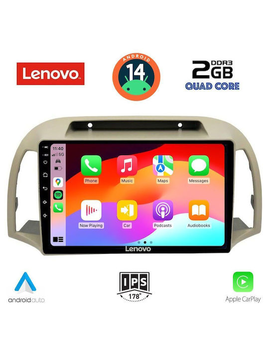 Lenovo Car Audio System for Nissan Micra 2002-2010 (Bluetooth/USB/AUX/WiFi/GPS) with Touch Screen 9"