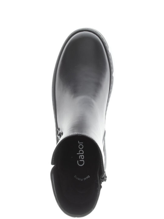 Leder Stiefeletten Damen Schwarz