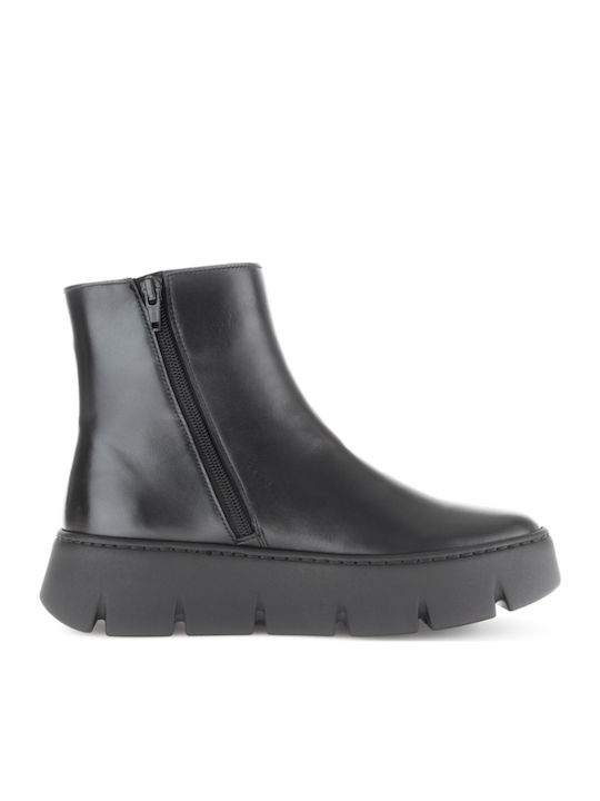 Leder Stiefeletten Damen Schwarz