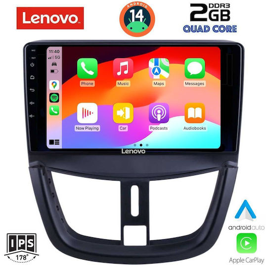 Lenovo Ηχοσύστημα Αυτοκινήτου για Peugeot 207 2007 (Bluetooth/USB/AUX/WiFi/GPS/Apple-Carplay/Android-Auto) με Οθόνη Αφής 9"