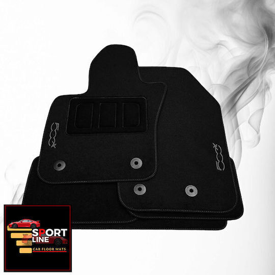 Covorașe Fiat 500x Sport Line Negre cu Cusături Gri Broderie Gri 500x Set de 4 Bucăți