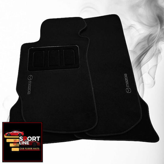 Mazda Rx-8 2003-2012 Πατακια Μοκετα Sport Line Μαυρο Me Γκρι Ραφη Γκρι Κεντημα Mazda Σετ 4τμχ