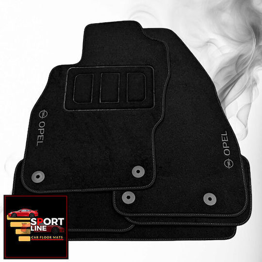 Covorașe Auto Opel Corsa D & E 2006-2019 Linie Sport Negru Cu Cusături Gri Broderie Gri Opel Set de 4 Bucăți