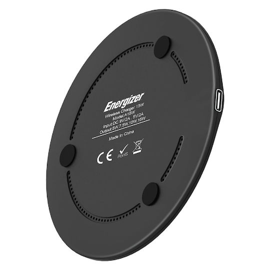 Energizer Wireless Charger (Qi Pad) and Cable USB-C 15W Blacks