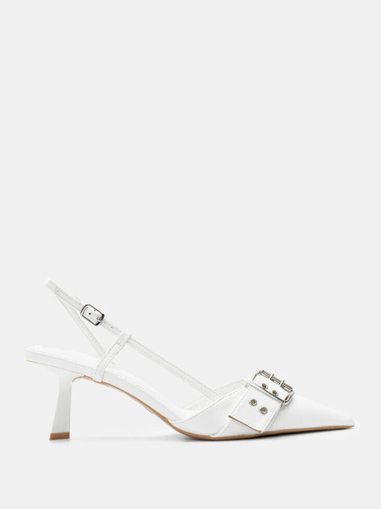 Luigi Synthetic Leather Pointed Toe White Medium Heels