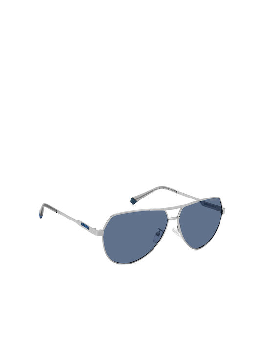 Polaroid Men's Sunglasses with Silver Metal Frame and Blue Polarized Lens PLD2145GSX 6LB/C3
