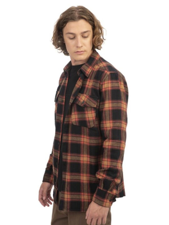 Rebase Long-sleeved Cotton Shirt Off Black, Tobacco, Brown, Orange, Black