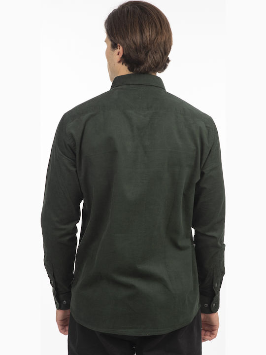 Long-sleeved Corduroy Shirt Dark Green