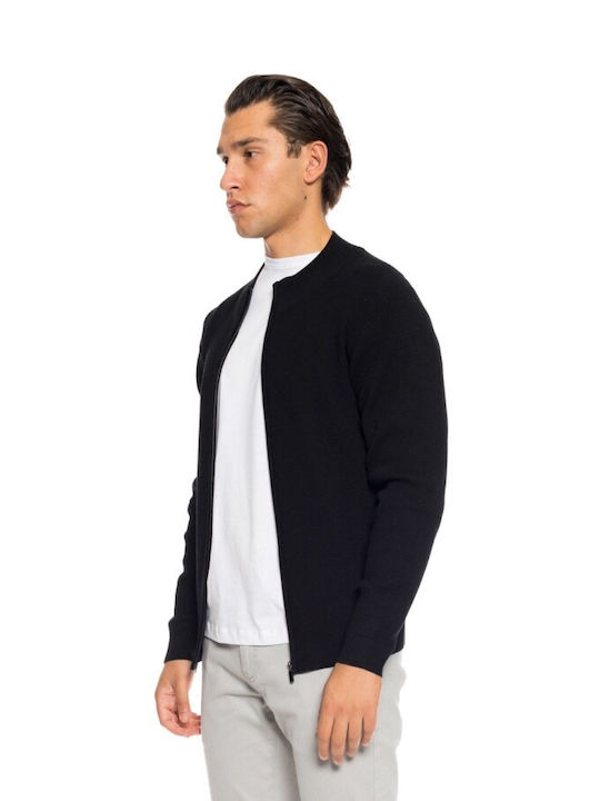 Smart Fashion Men's Knitted Cardigan with Zipper Black