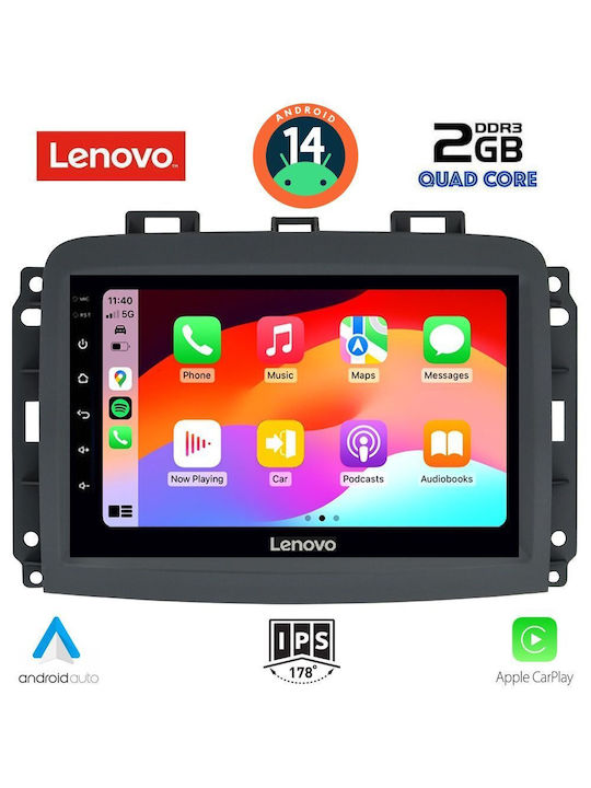 Lenovo Auto-Audiosystem für Fiat 500L 2012> (Bluetooth/USB/AUX/WiFi/GPS/Apple-Carplay/Android-Auto) mit Touchscreen 10"