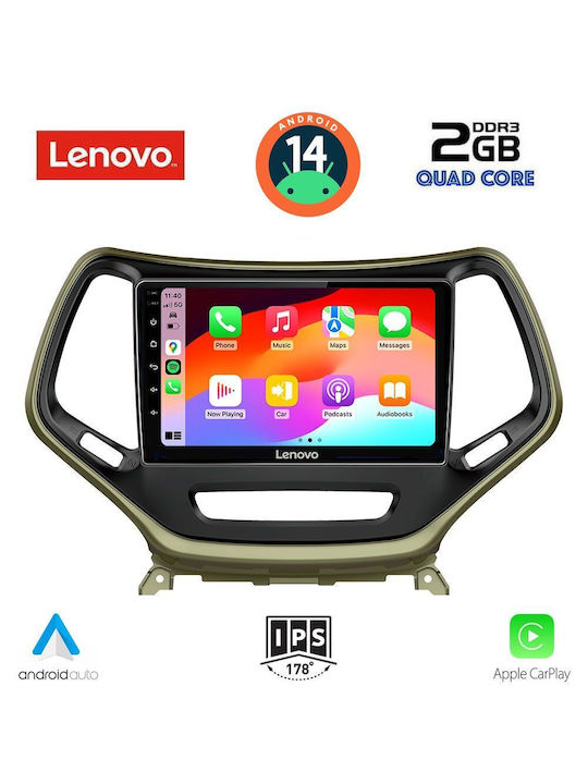 Lenovo Ηχοσύστημα Αυτοκινήτου για Jeep Cherokee 2014> (Bluetooth/USB/AUX/WiFi/GPS/Apple-Carplay/Android-Auto) με Οθόνη Αφής 10"