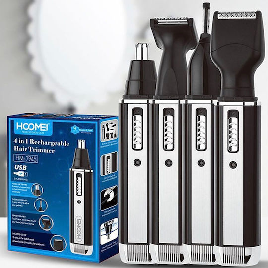 Hoomei Set Wiederaufladbar Haarschneidemaschine Black/Silver HM-7945