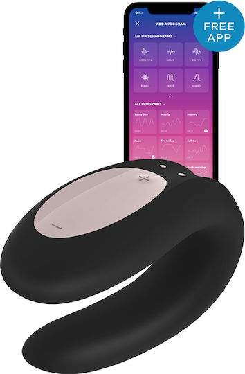 Satisfyer Double Joy Mini Δονητής για Ζευγάρια με Απομακρυσμένο Έλεγχο 9cm Μαύρος