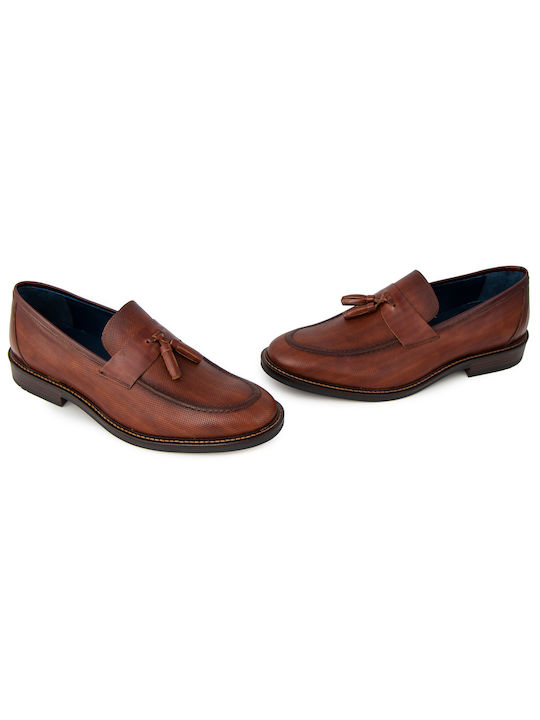 Damiani Men's Leather Moccasins Tabac Brown