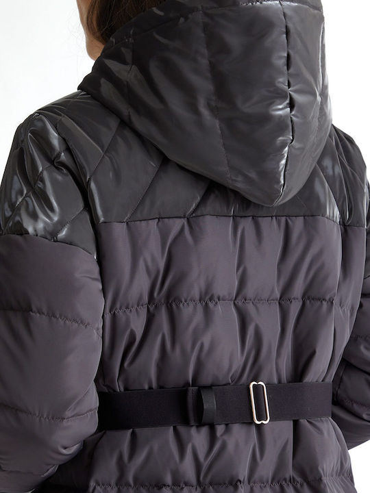 Magnete Kurz Damen Puffer Jacke für Winter Dark Grey