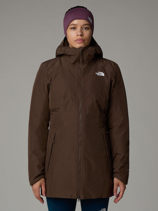 Hikesteller Insulated Women's for Hiking Long Parka Jacket Waterproof for Winter with Hood Smokey Brown