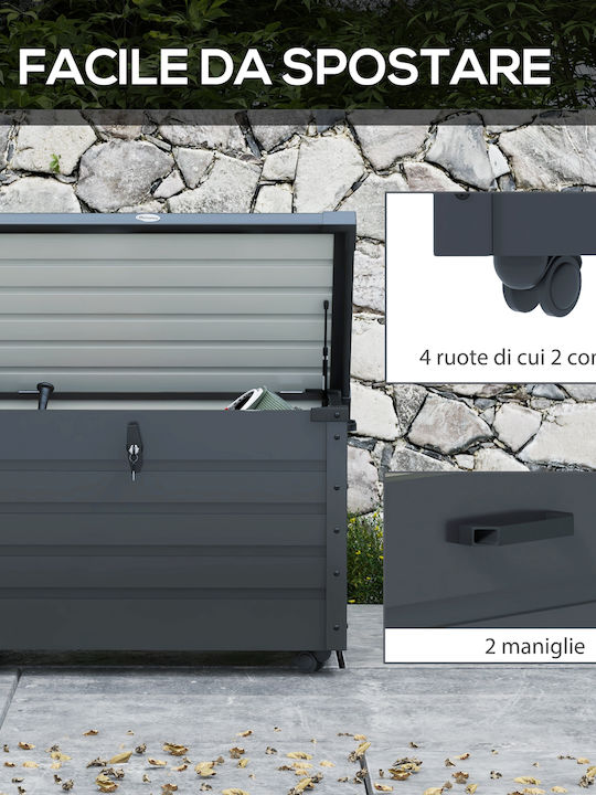 Outsunny Εξωτερικό Μπαούλο 295l Κλειδαριά 2 Λαβές Γαλβανισμένο Ατσάλι 120x62x66 Εκ Σκούρο Γκρι 84g-187v00cg
