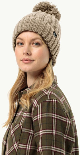 Beanie Unisex Fleece Σκούφος Πλεκτός σε Μπεζ χρώμα