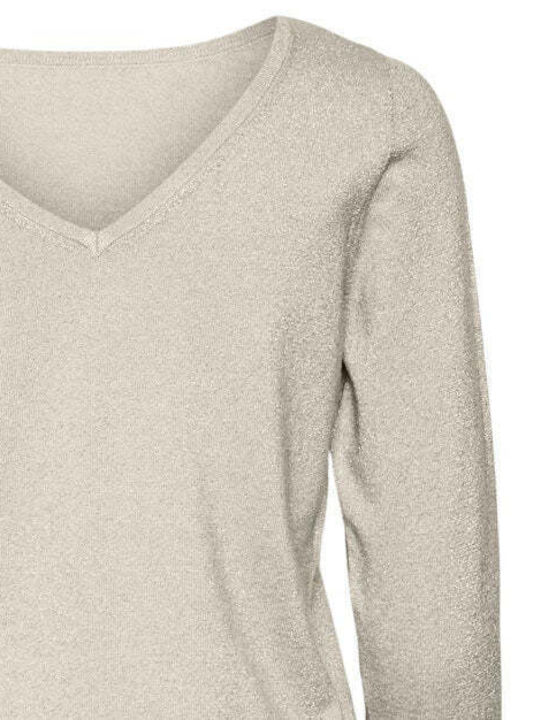 Vero Moda Women's Long Sleeve Sweater with V Neckline Birch