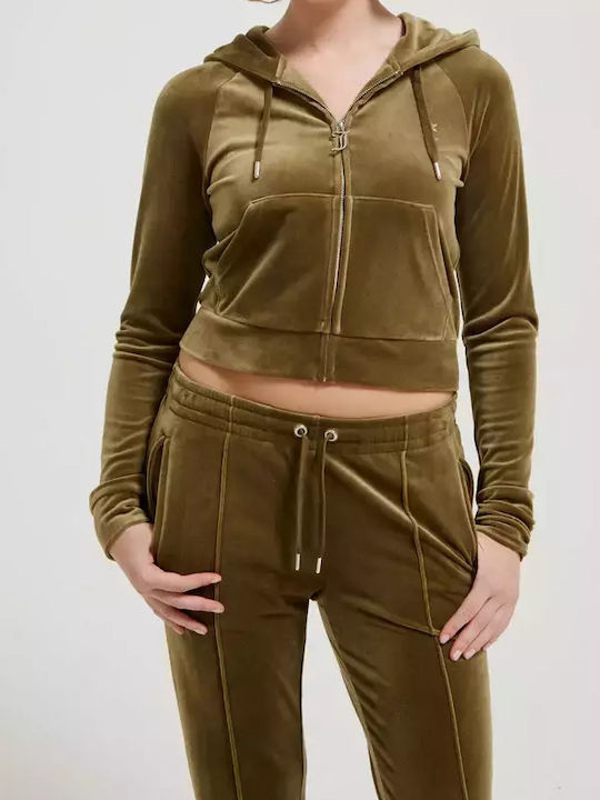 Diamante Tina Sweatpants Velvet Khaki