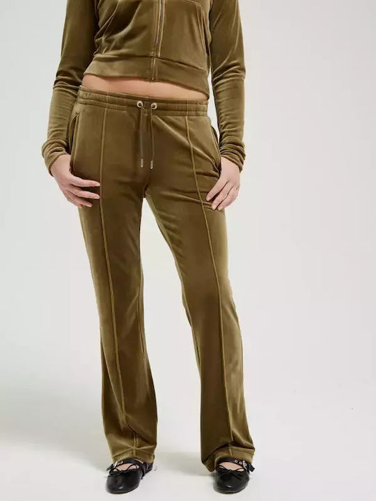 Diamante Tina Sweatpants Velvet Khaki